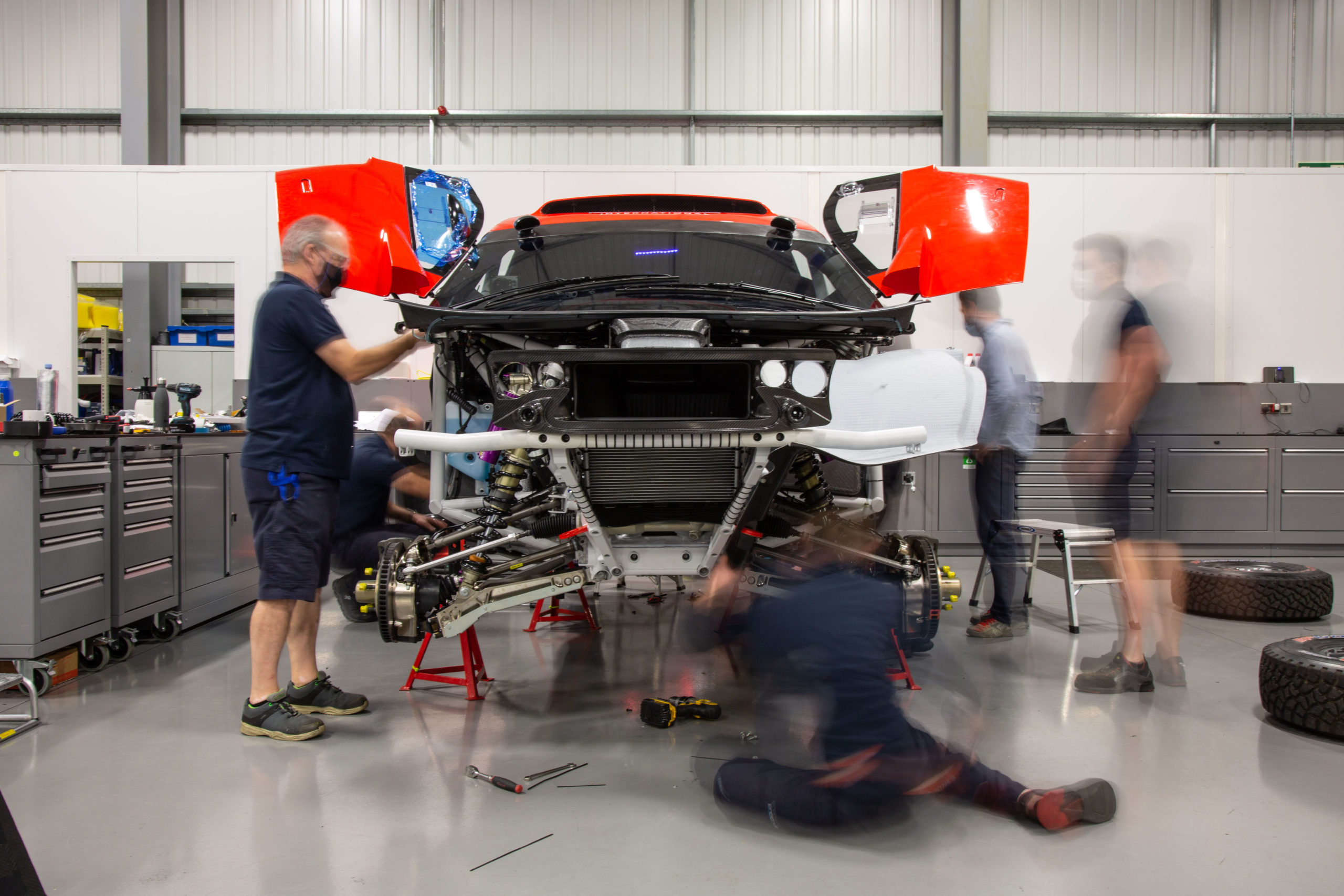 Paul Doe and his team of engineers build the Hunter cars which will be shipped to the desert for two months of rigorous testing ahead of the race.